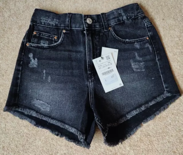 Girls Black Denim Shorts Age 11/12  152 cm by Zara BNWT