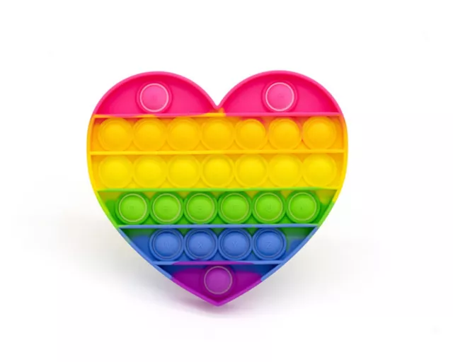 Rainbow Heart Fidget Toy, Bubble Sensory Autism, Stress Reliever, Posh pop Toy