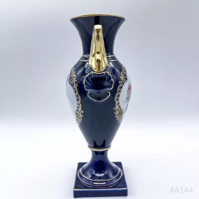 Lindner Kueps Bavaria Amphorenvase Vase Blumen Echt Cobalt Handarbeit - 25,5cm 2