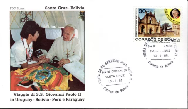 239- Fdc Vatican Visite Pape Jean Paul Ii   En  Bolivie