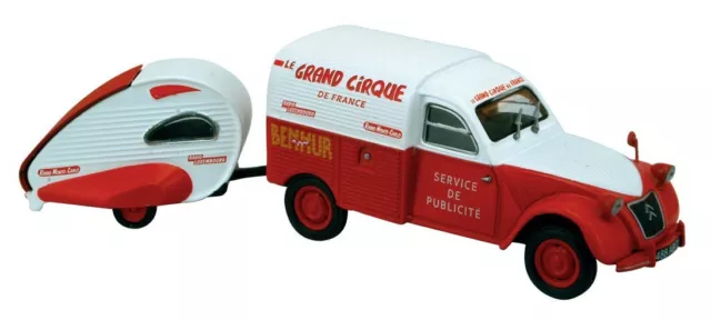 Rare Hachette Citroen 2Cv Fourgonnette Du Grand Cirque De France + Remorque 1/43