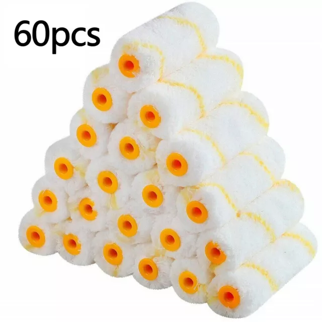 60 Rolls 4" inch Mini Paint Roller Covers Refill Gold Stripe Soft Woven 1/2" Nap