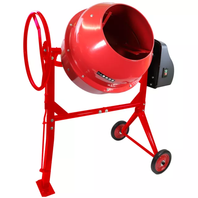 Electric Cement Concrete Mixer 180L Litre 650W Drum Mortar Plaster with Wheels