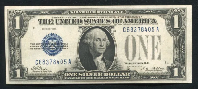 Fr. 1600 1928 $1 One Dollar “Funnyback” Silver Certificate “C-A Block” Gem Unc