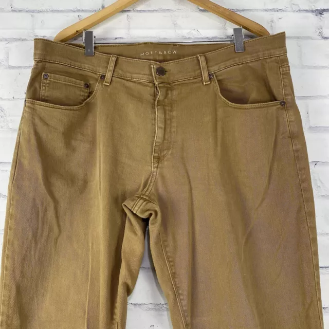 MOTT & BOW Jeans Men's Size 38x32 Straight Brown Denim 3 Cotton Stretch ...