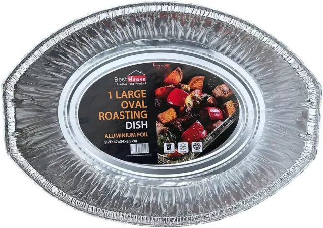 Large Oval Aluminium foil Roasting Trays for Food Storage (Pack of 5)