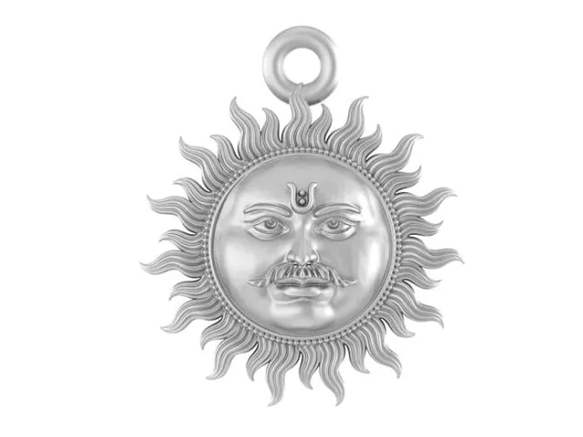 Sterling Silver (92.5% purity) Divine God Sun Pendant for Men & Women