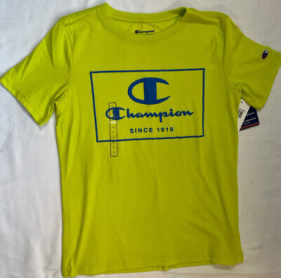 NWT Girls CHAMPION LOGO GRAPHIC Yellow T-SHIRT ~ YOUTH SIZE LARGE ~ MSRP $16.00