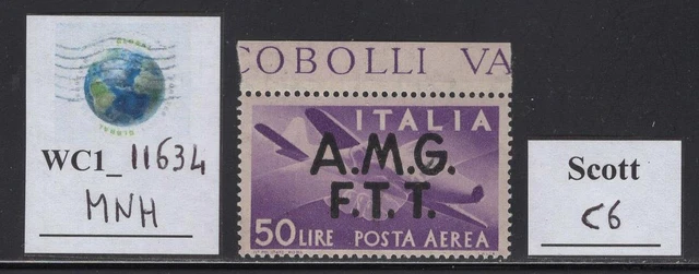 WC1_11634. TRIESTE FTT. 50 Lire of 1947 DEMOCRATICA air mail set. Scott C6. MNH