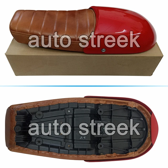 ROYAL ENFIELD GT & Interceptor 650 D8 Leather Dual Seat With Red Cowl £