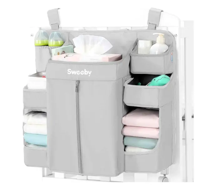 Sweeby Diaper Organizer Changing Table Crib Diaper Stacker Nursery Light Gray