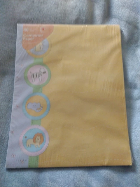 BABY Animal - Computer Paper 40 Sheets 8.5" by 11"  New in Sealed Pkg.