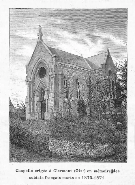 60 Clermont Chapelle Memoire Soldats Guerre De 1870 Gravure Illustration 1877