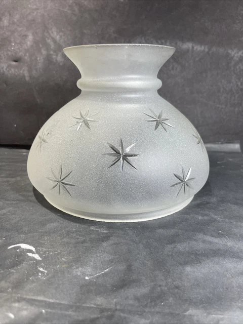 Vintage ~Antique Preowned Frosted Cut Glass Student Oil Lamp Shade 7 Inch Fitter
