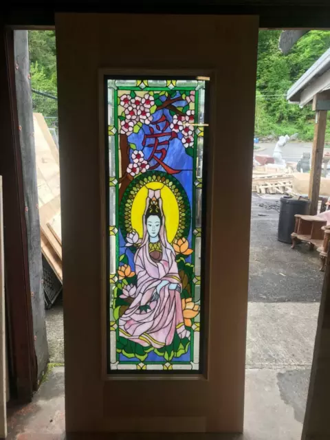 Beautiful Hand Made Stained Glass Oriental Style  Entry Door - Jh368