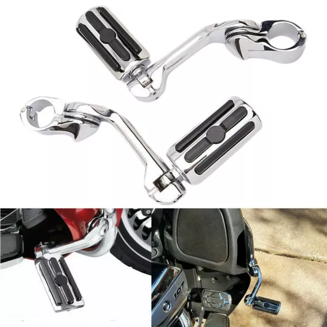 Chrome Motorcycle Highway Foot Pegs Pedals 1-1/4" Crash Bar For Harley Davidson