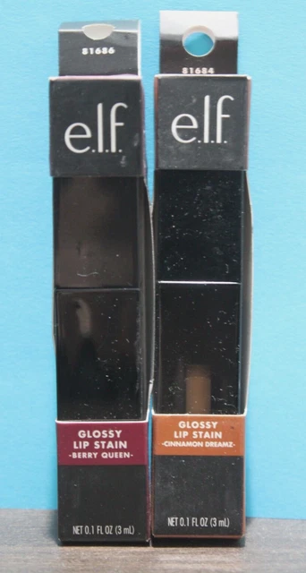 Paquete de 2 manchas labiales brillantes marca Elf - Berry Queen & Cinnamon Dreamz - 0,01 fl oz.
