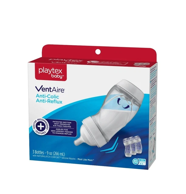 PLAYTEX BABY VENTAIRE AntiColic,AntiReflux, 9 oz, 3 Bottles, BPA Free