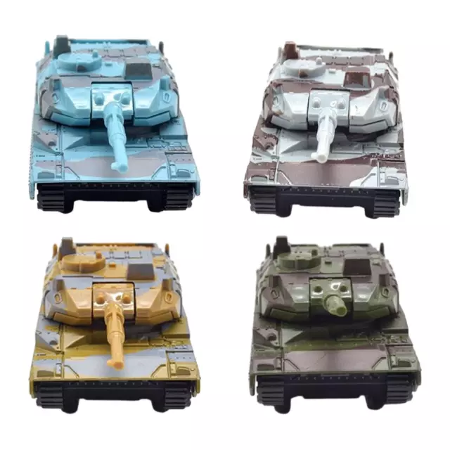 4 Pieces Pull Back Tank Model Toy Portable Creative Vehicle with Pullback for