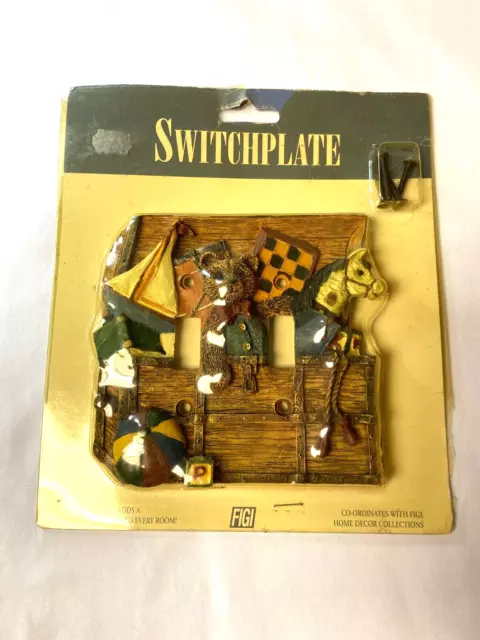 FIGI Handpainted Toy Chest Double Light Switch Plate Cover Brand New With Screws