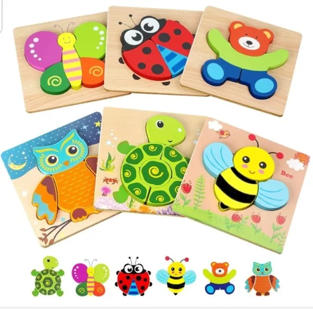 Toddler Puzzles, Wooden Jigsaw Animals Puzzles for 1 2 3 Year Old Girls Boys ...