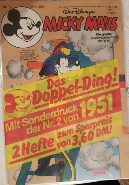 Micky Maus/Jahrgang 1986/  Heft Nr.14 in Comic Hülle verschweißt ! TOP Nr.2/1951