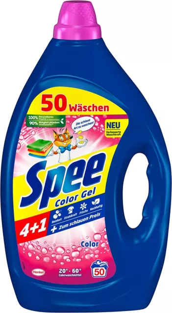 Spee Aktiv Gel Color 4 + 1 Flüssigwaschmittel, Buntwäsche, nachhaltig, 1x 50 WL