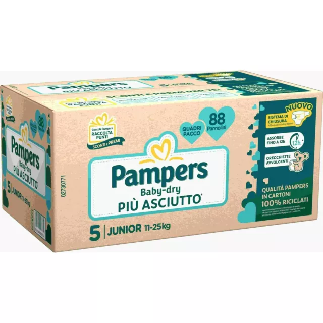 Pampers Baby-Dry Quadripack Pannolini Taglia 5 - 88 Pezzi