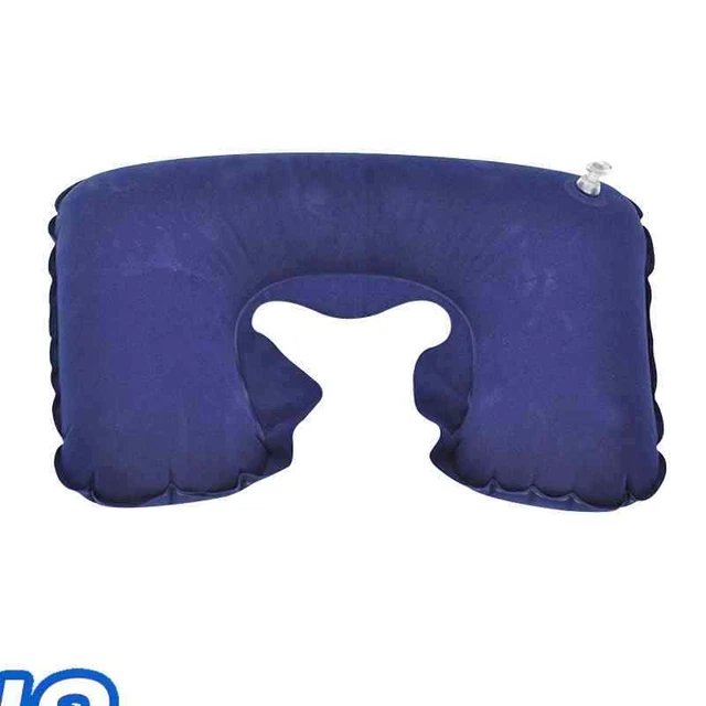 Inflatable U Shaped Pillow Car Head Neck Rest Air Cushion for Travel Navy