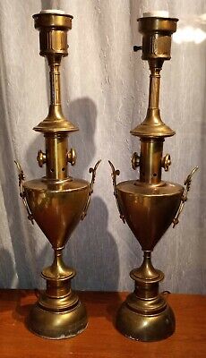 Antique Stiffel Brass Fleur De Lis Torch Lamps 1930's