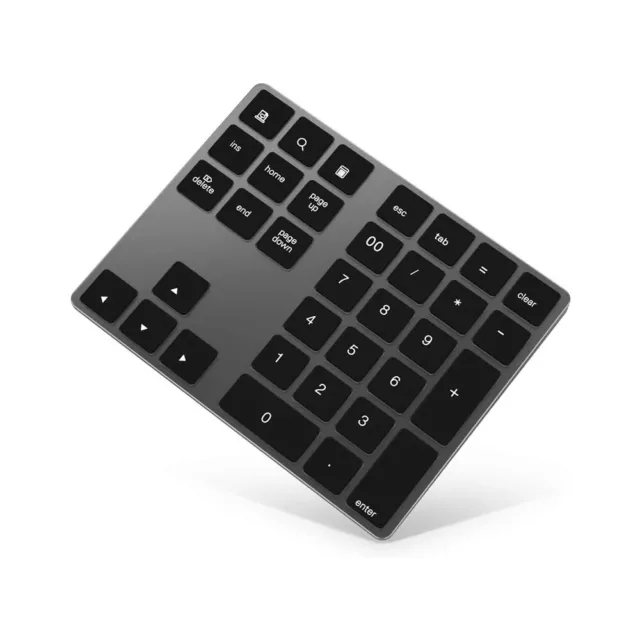 Bluetooth Keyboard Rechargeable Wireless Slim Numeric 34 Keys Aluminium