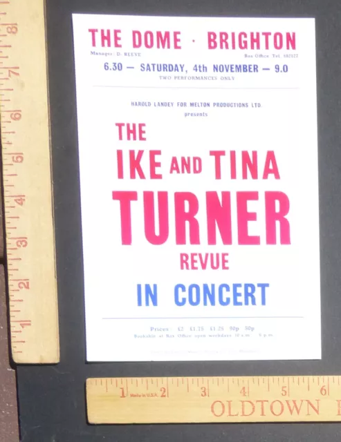 Ike & Tina Turner Revue Concert Handbill Brighton England UK 1972