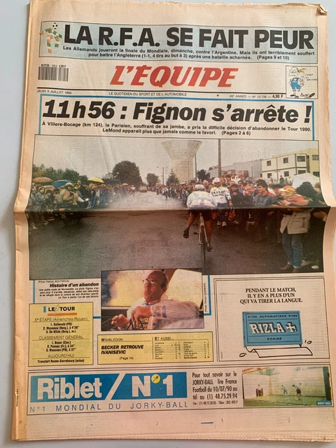 L'Equipe Du 10 Juillet 1980 - Tour De France : Hinault Abandonne ! - Édition Originale