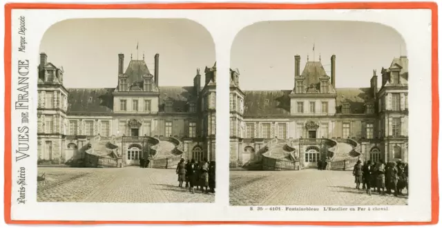 Stereo France, Château de Fontainebleau, horseshoe staircase, circa
