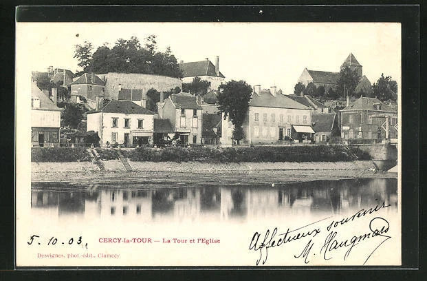 CPA Cercy-la-Tour, La Tour et l'Église 1903