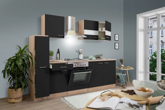 Cucina attrezzata cucinino Rovere Nero Merle 240 CM respekta