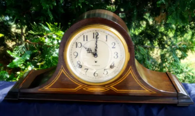 Vintage 1930s Seth Thomas Plymouth 8 Day Pendulum Humpback Mantle Clock - BEAUTY