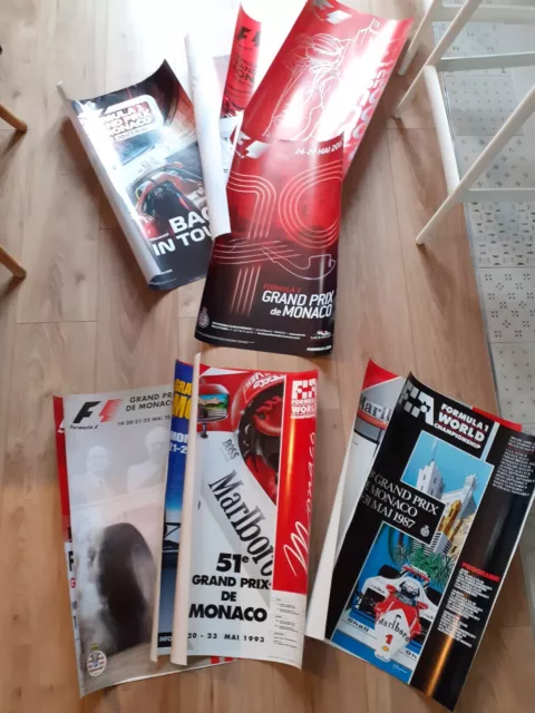 Lot 15 Affiches Originales Grand Prix De Monaco Formule 1 Différentes