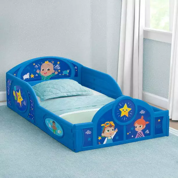 NEW CoComelon Sleep and Play Toddler Bed with Built-In Guardrails US