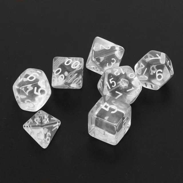 (Transparent)Number Dice Set 21 Clear Numbers Polyhedral Dice Set Waterproof