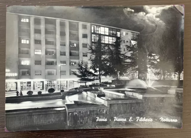 Rara Veduta Foto Cartolina Pavia Piazza Emanuele Filiberto - Fg Vg 1962