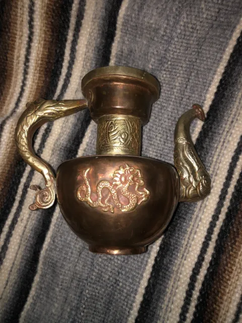 Antique Tibetan Copper And Brass Middle Eastern Tea Pot