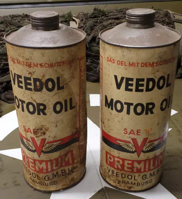 2 Stück Veedol Öldose Oeldose Premium Motoröl SAE 30 ungeöffnet mit Inhalt