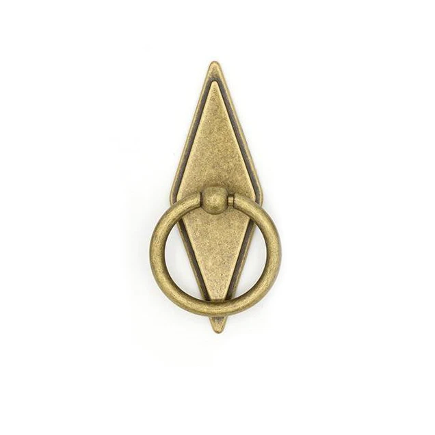 Plain Antique Bronze Rhombus Escutcheon Ring Pulls Hardware  Drawer Pull