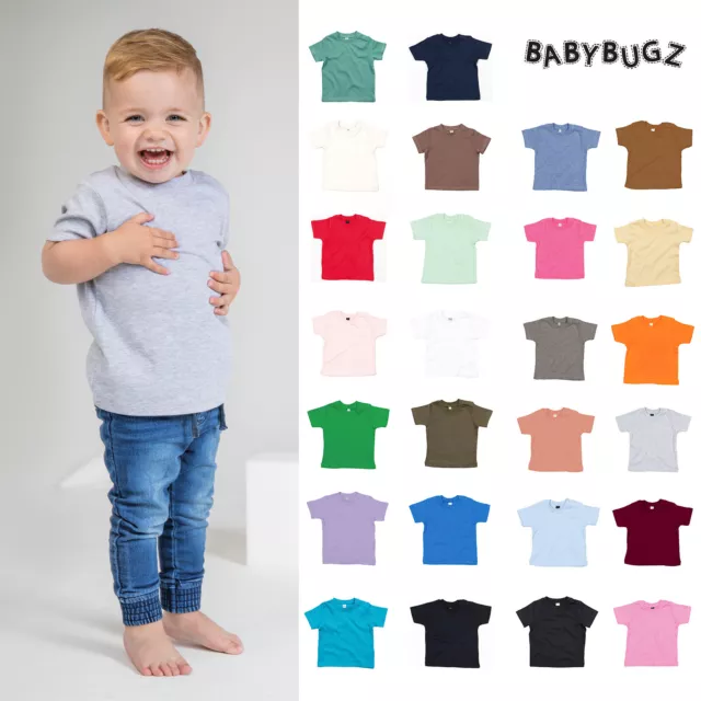 Babybugz Baby T-Shirt Boys Girls BZ02 - Toddler Plain Cotton Tee 0-24 Months