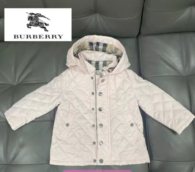 BURBERRY Quilting Jacket Coat White Hooded Nova check Kids 80cm/18m Used