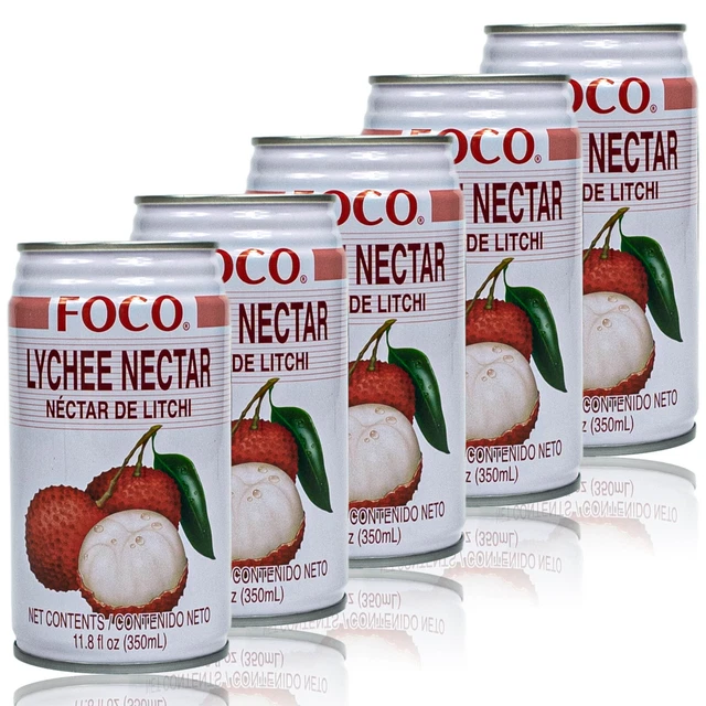 Foco - confezione da 5 succo di litchi litchi premium litchi succo (nettare) 350 ml