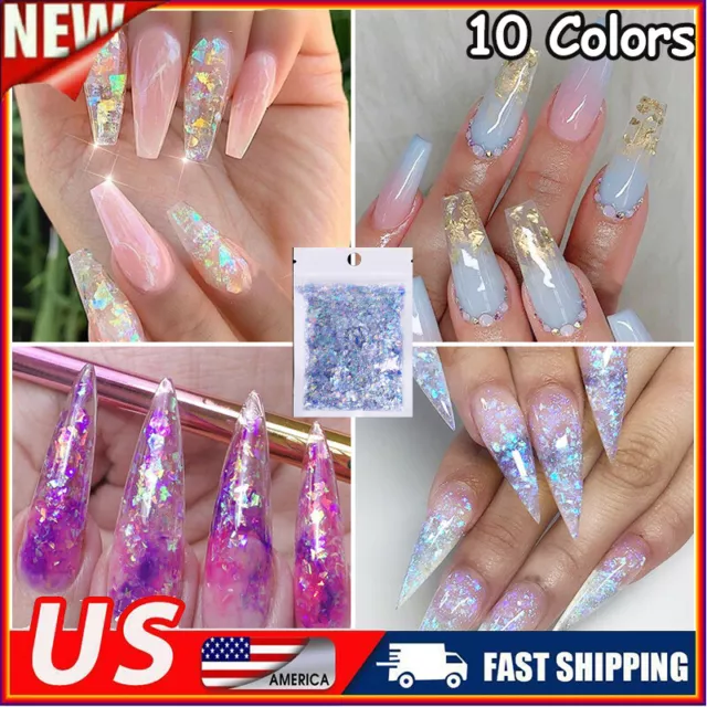 Candy Glitter Glass Paper Holographic Irregular Nail Flakes Sparkly R