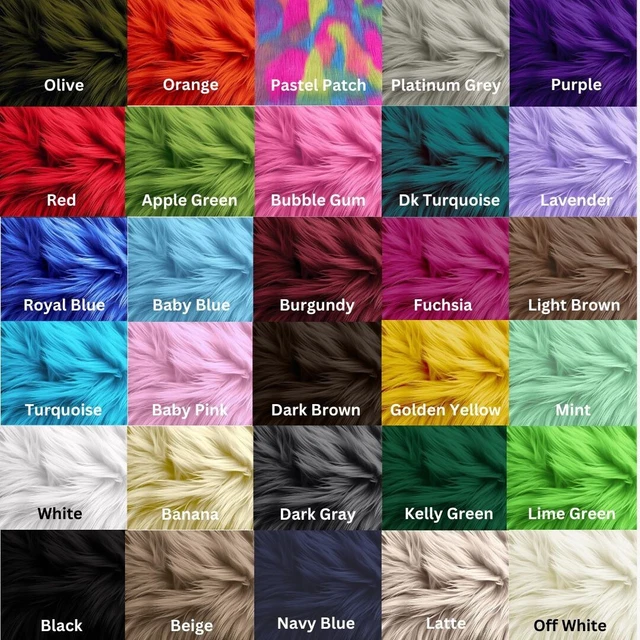 FABRICLA SHAGGY FAUX Fake Fur Fluffy Fabric by the yard Artificial