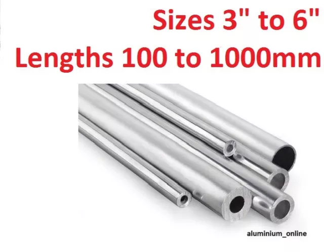 ALUMINIUM ROUND TUBE 3" 3.1/4" 3.1/2" 4" 4.1/2" 5" 6" inch select size & length